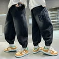thumbnail image 2 of RMGVDSD Boys Baggy Cargo Pants Trendy Wide Leg Cargo Jeans Loose Elastic Waist Denim Pants Trousers For Kids Regular Fit Jeans 4-5 Years/Black, 2 of 5