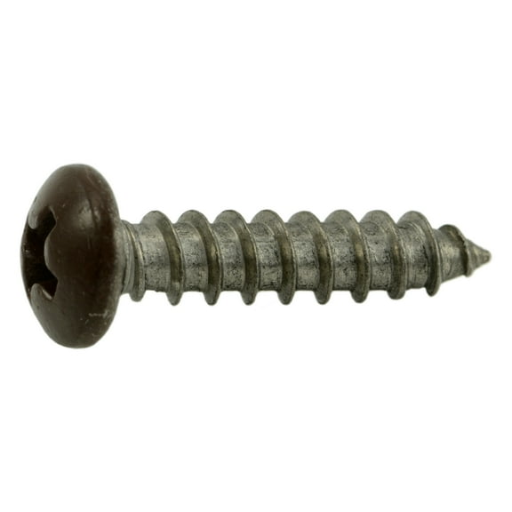 #8 x 3/4" Brown Painted 18-8 Stainless Steel Phillips Pan Head Sheet Metal Screws SMSPSS-574