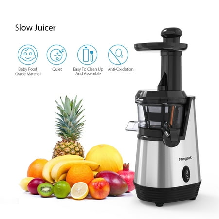 Homgeek Slow Juicer Electric Juice Extractor Juice Maker Low Speed Juice Machine Fruits Juice Squeezer with Juice Cup and