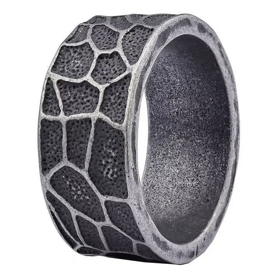 HIJONES Men's Vintage Stainless Steel Rings Hip Hop Retro Punk Jewelry Size 7