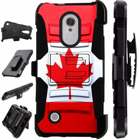 For LG Phoenix 4 | Phoenix 3 Case Armor Hybrid Phone Cover LuxGuard Holster (Canadian