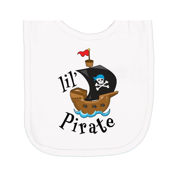 Inktastic Lil' Pirate Pirate Ship, Blue Bandana Newborn Bib