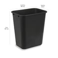 thumbnail image 3 of Rectangular Plastic Office Wastebasket, 14.4"L x 10.3"W x 15"H, 7 Gallon, Black, Easy to Clean, Pack of 2 Trash Bins, 3 of 12