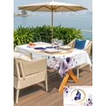 thumbnail image 5 of Outdoor Tablecloth with Umbrella Hole for Patio/Picnic/Party/Camping, Purple Butterflies Flowers Waterproof Table Cloth Rectangle Table Cover Washable, Spring Watercolor Botanical (60"x 84"), 5 of 9