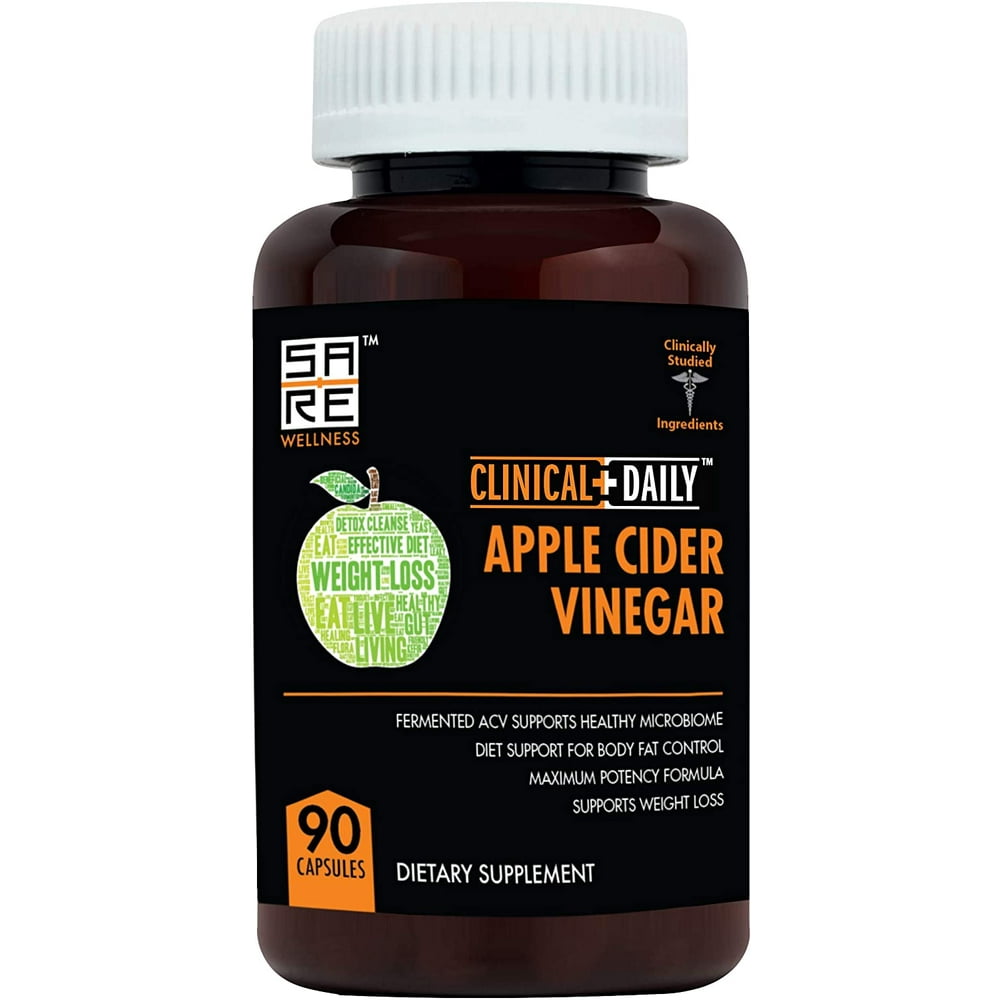 Apple Cider Vinegar Diet Capsules Supplement. Natural ACV Detox, Cleanse, Soluble Fiber Colon