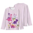 thumbnail image 2 of Long Sleeve Cute Dinosuar Graphic T Shirts for Girls Casual Fall Winter Clothes (Purple), 2 of 5