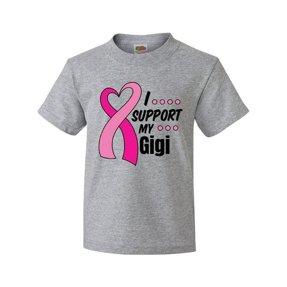 Inktastic Breast Cancer Awareness I Support My Gigi with Pink Ribbon Youth T-Shirt