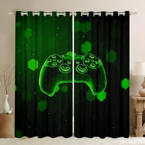 Feelyou Neon Green Gamepad Black Out Curtains for Boys, Futuristic Game Console Curtains Pack of 2 (42x63 Each), Chic Honeycomb Bedroom Curtains, Black Out Curtains Decor