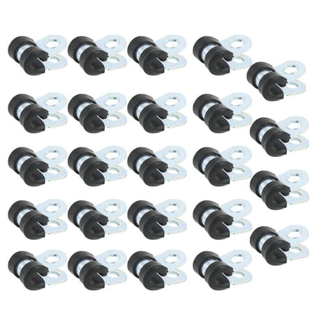 

24pcs 6mm 0.24 Inch R Shape Rubber Cable Pipe Line Clamp Hose Clip for Auto