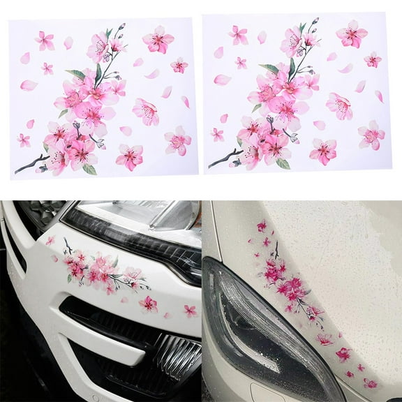 2 Pcs Blossom Car Vinyl Stickers for Vehicle Decoration