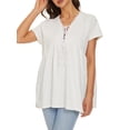 thumbnail image 1 of Camiseta de manga corta para mujer con cordones y cuello en V, camisas informales acampanadas CACAGOO Camiseta mujer, 1 of 7