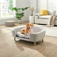 thumbnail image 6 of Noaman Elevated Dog Bed Frame for Small Dogs up to 25lbs, Corduroy Pet Couch with Rubber Wood Legs & Supportive Foam, Beige, 30.25"L x 21.75"W x 14"H, Easy Assembly, 6 of 14