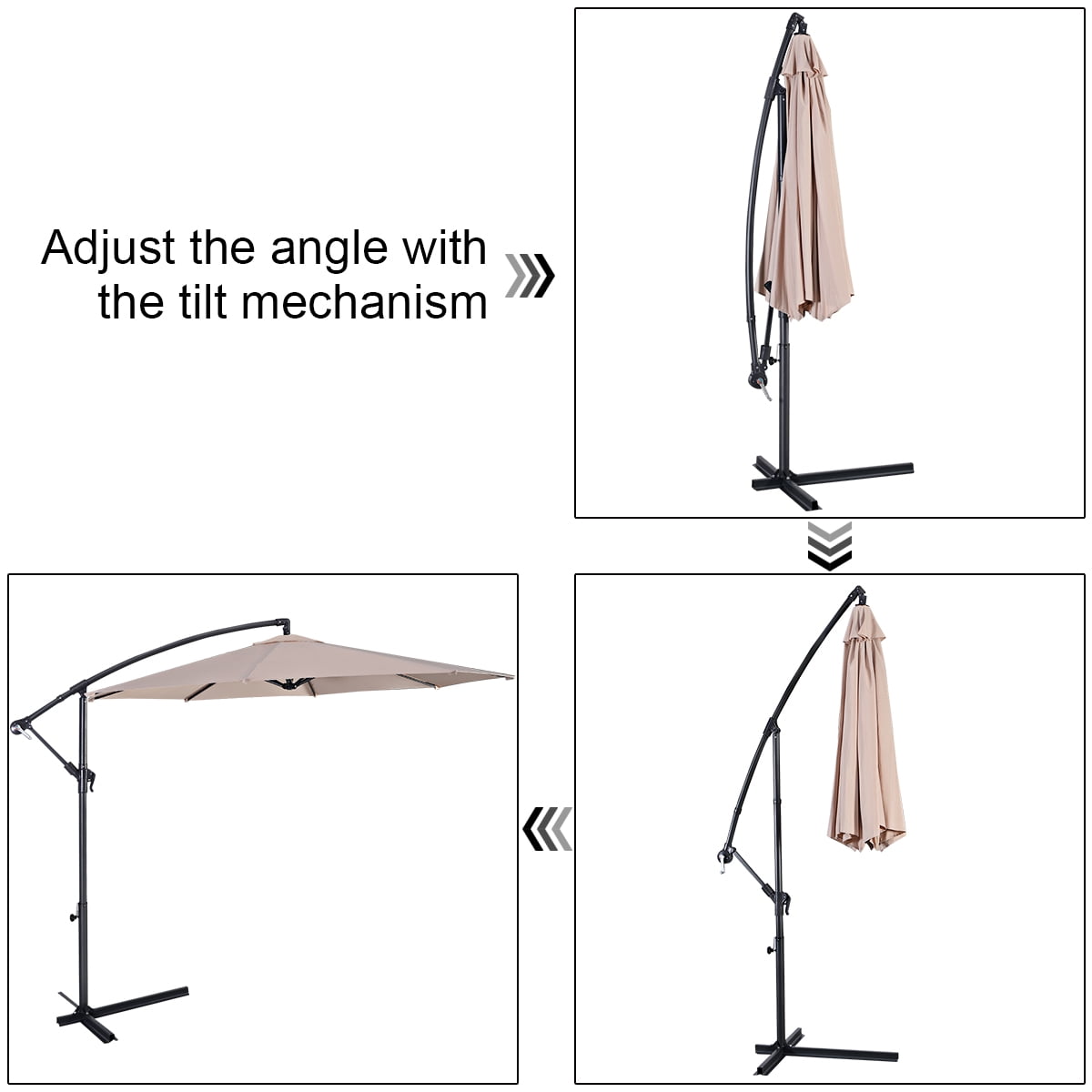 Gymax 10' Hanging Umbrella Outdoor Patio Market Banana Umbrella Offset Beige
