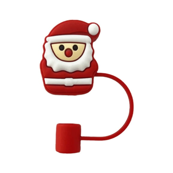 Wovilon Christmas Straw Cap Christmas Reindeer Snowman Cup Straw Cap Christmas Straw Stopper Straw Cap Reusable Straw Cap