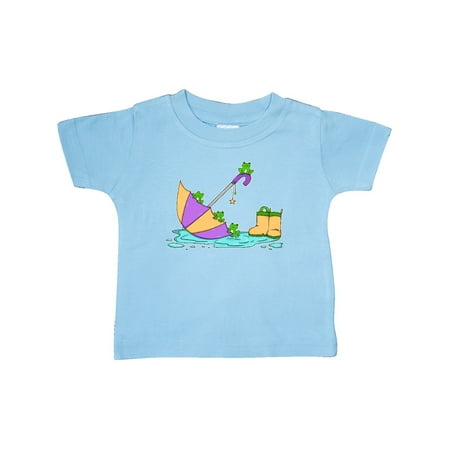 

Inktastic Cute Frogs in a Umbrella with Boots Gift Baby Boy or Baby Girl T-Shirt