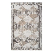HomeRoots 559006 7 x 10 ft. Abstract Distressed Rectangle Area Rug, Cream & Brown
