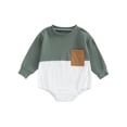 thumbnail image 1 of ZAXARRA Baby Boy Romper Long Sleeve Color Block Oversized Crewneck Sweatshirt Bodysuit Infant Jumpsuit Winter Warm Clothes, 1 of 7