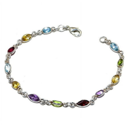 Natural Multi color bracelet Silver bracelet 925 sterling silver multi gemstone bracelet Silver jewelry Sterling silver Engagement jewelr