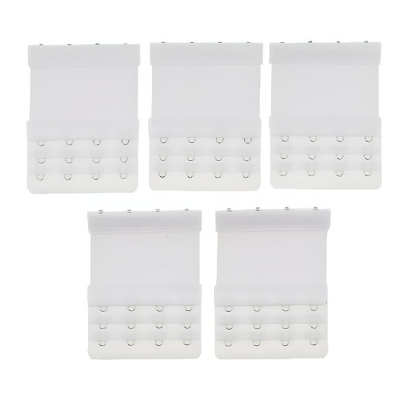 TELOLY 5Set Extender 4 Hook Women Brassiere Elastic Back Extension Accessories White