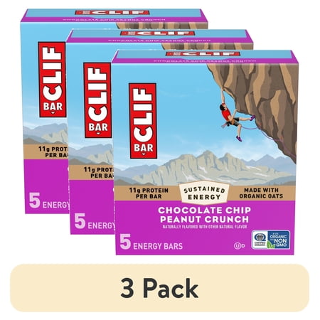 (3 pack) CLIF BAR Energy Protein Bars, Chocolate Chip Peanut Crunch, 5ct