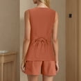 thumbnail image 6 of Women's Summer Vests Outfits, Sleeveless Blazer Button Vests with Shorts Business Set 2 Piece Casual Vacation Outfits 2025 Yoga Outfits for Lady 2 Piece Set Brown L, 6 of 9