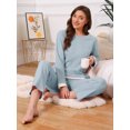 thumbnail image 3 of DARING DIVA Women's Soft Waffle Cotton Pajamas Long Sleeve with Pants Set M Blue, 3 of 7