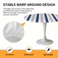 thumbnail image 2 of Elastic Fitted Round Tablecloth, Navy Blue Stripe Waterproof Stretch Table Cover for 45"-54" Tables, Geometric Grey White Vertical Striped Washable Outdoor Tablecloths for Patio, Picnic, Camping, 2 of 9