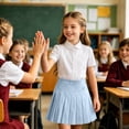 thumbnail image 4 of Girls Uniform Skirts Solid Color Heart Embroidery Pleated Tennis Skirts High Waist Skort, 4 of 5