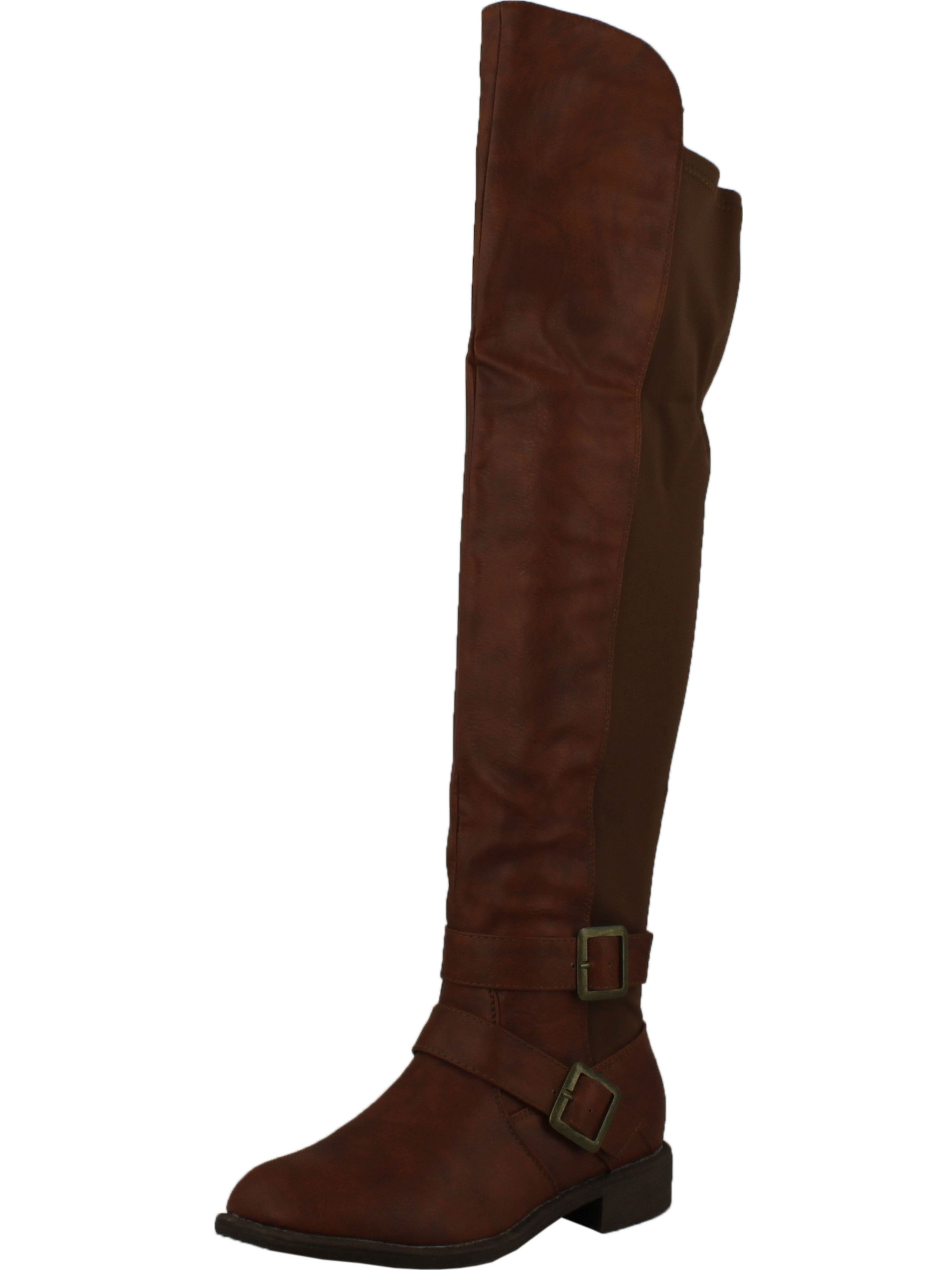 TOP Moda Womens Fay-3 Knee High Buckle Riding Boots,Tan,8.5