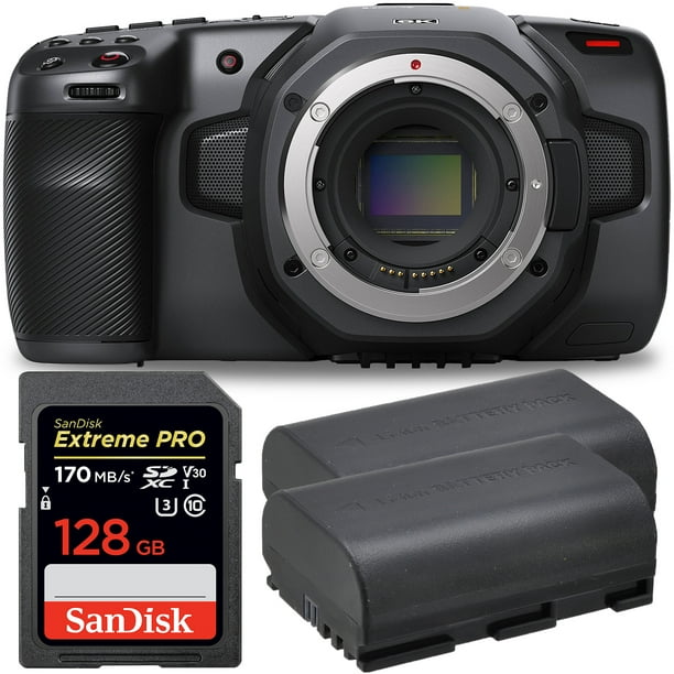 Historicus Blijkbaar Buitenland Blackmagic Design Pocket Cinema Camera 6K (Canon EF) + 2 Batteries +  Sandisk Extreme Pro 128GB Kit - Walmart.com