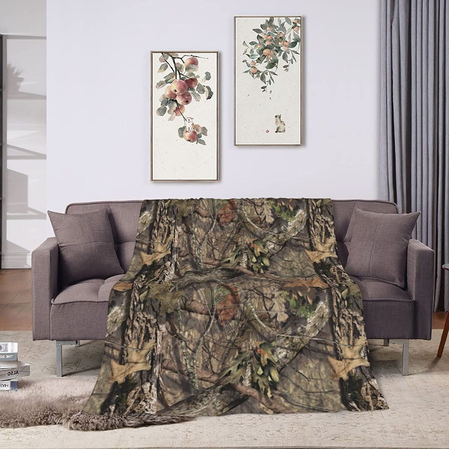 Camo Hunting Camouflage Forest Throw Blanket Super Soft Warm Bed Blankets for Couch Bedroom Sofa Office Car, All Season Cozy Flannel Plush Blanket for Girls Boys Adults, 60"X50"