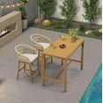 thumbnail image 4 of PURPLE LEAF 24" Counter Height Bar Stools Chair Set of 2, Modern Upholstered Patio Bar Stool with Backrest for Indoor and Outdoor, Kitchen Island, Teak, 4 of 11