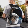 thumbnail image 6 of Pofeuu Cat Astronaut Print Laptop Backpack Travel Canvas Backpack for School Lightweight and Comfortable Backpack College Backpack Schoolbag, 6 of 6
