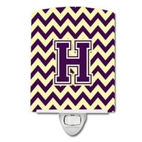 Letter H Chevron Purple and Gold Ceramic Night Light