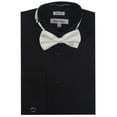 thumbnail image 2 of Adam Baker Mens 1923 Slim Fit Wingtip Collar French Cuff Tuxedo Shirt - Black - 19 2-3, 2 of 4