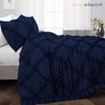 thumbnail image 2 of HNB Store 3pc Duvet Cover Set | Microfiber Made | Oversized Queen Size Duvet Cover with 2 Pillowcases | Navy Blue | Diamond Ruffle, 2 of 7