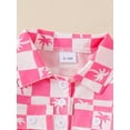 thumbnail image 6 of Nygoyerh Toddler Girl Boy Summer Outfits Checkerboard Print Playwear Short Sleeve Bodysuits Lapel Button Down T-Shirt + Elastic Waist Shorts Sets Cute Newborn Infant Clothing, 6 of 7