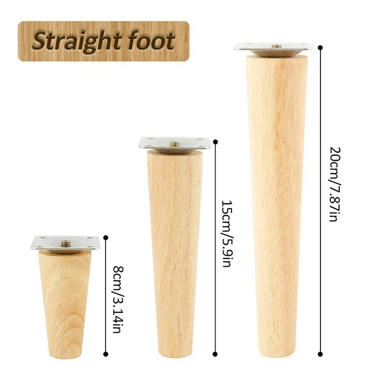20cm Tapered Oak Table Legs - 20cm / Oak