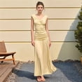 thumbnail image 5 of Maxi Skirt Set Women 2 Piece Outfits Sleeveless Top Maxi Skirt Solid Going Out Vacation Light Yellow M, 5 of 9