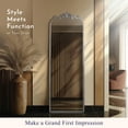 thumbnail image 5 of Crystal Art Gallery 22" x 64" Black Filigree Arch Metal Full Length Floor Leaner Mirror, 5 of 16