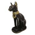 thumbnail image 4 of Large Black And Gold Egyptian Goddess Cat Bastet With Scarab Amulet Statue 37"H, 4 of 6