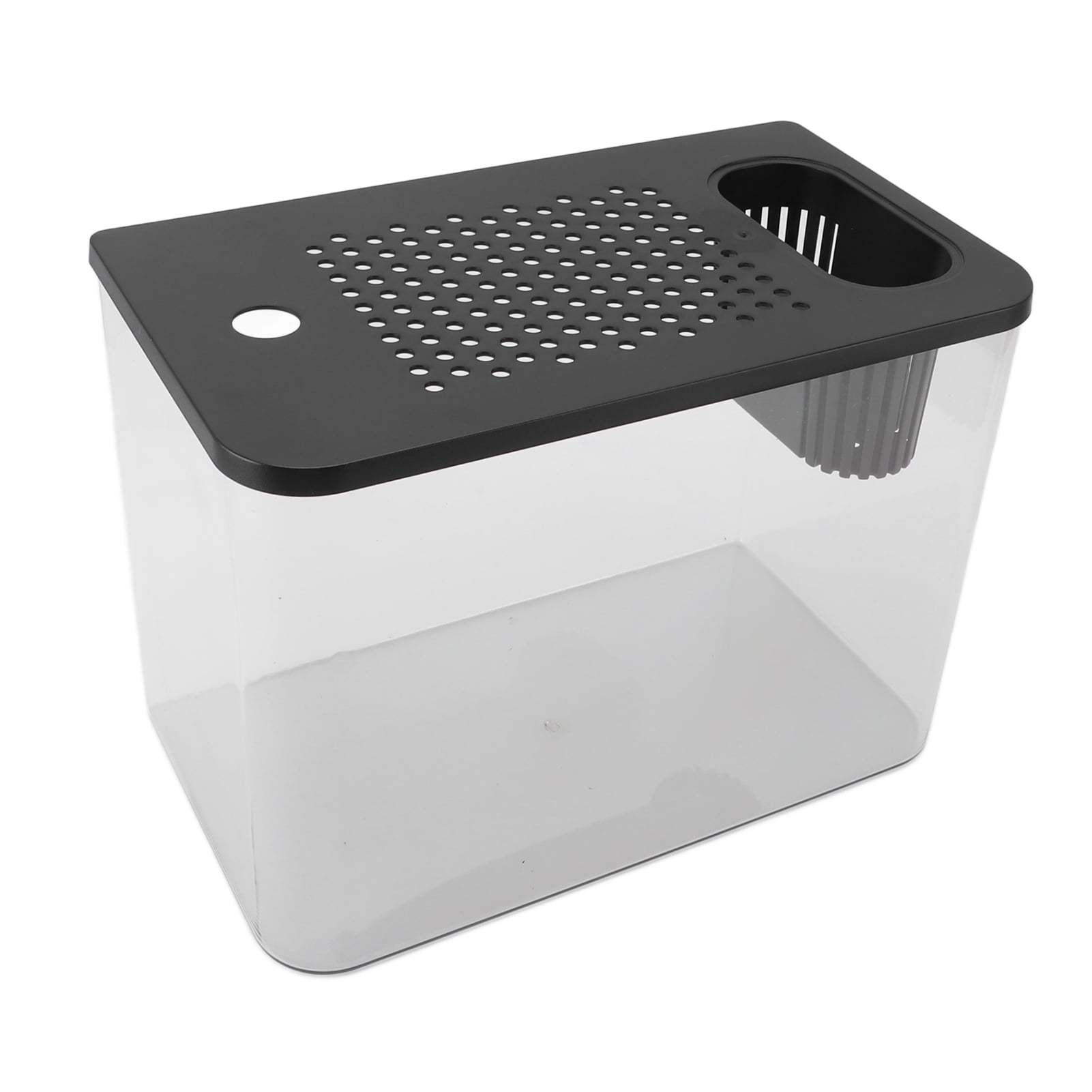 YAHHU Small Plastic Clear Micro Landscape Desktop Aquarium Fish Tank for Goldfish Betta Turtle, Black, 12.4x7.1x8.9 inches / 31.6x18x22.5 cm