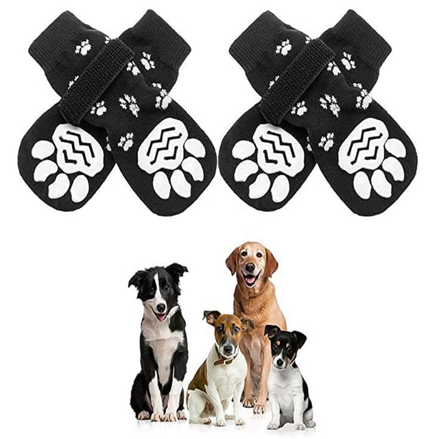 Calcetines antideslizantes para interiores para perros, protección suave y ajustable para patas de perros viejos con correa, control de tracción para uso en interiores en pisos de madera dura