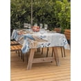 thumbnail image 2 of Blue Coastal Outdoor Tablecloth - 52x70 Inch Rectangle Dining Table Cover, Summer Beach Starfish Weeping Eucalyptus Vintage Waterproof Outdoor Table Cloth with Umbrella Hole & Zipper for Picnic/Patio, 2 of 7