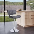 thumbnail image 3 of Adjustable Gray Tufted Faux Leather Black and Chrome Swivel Barstool., 3 of 10