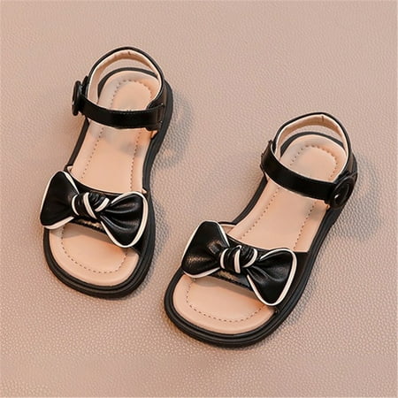 

Gubotare Girl s Sandals Girls Sandals Open Toe Kids Summer Flat Sandals Casual Fashion Dress Shoes (Black 8)