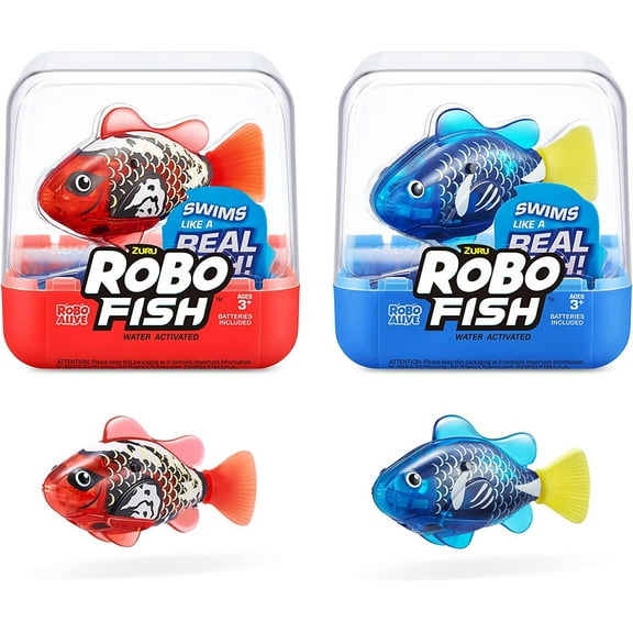Robo Alive Robo Fish Blue & Red Set of 2 Robotic Pet Figures