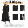 thumbnail image 5 of Mengpipi Women's Plus Size Casual Long Sleeve Crewneck Dress Flowy Tiered Loose Maxi Dress with Pockets 1X-5X, 5 of 6