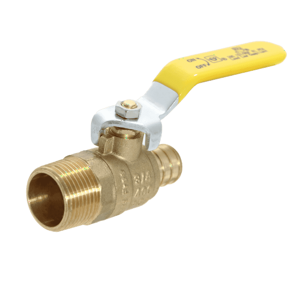 1 Pcs XFITTING Barb Crimp Pex 3/4 Inch x 3/4 Inch Male Ball Valve, Full Port, Brass, 24-1-6=1X