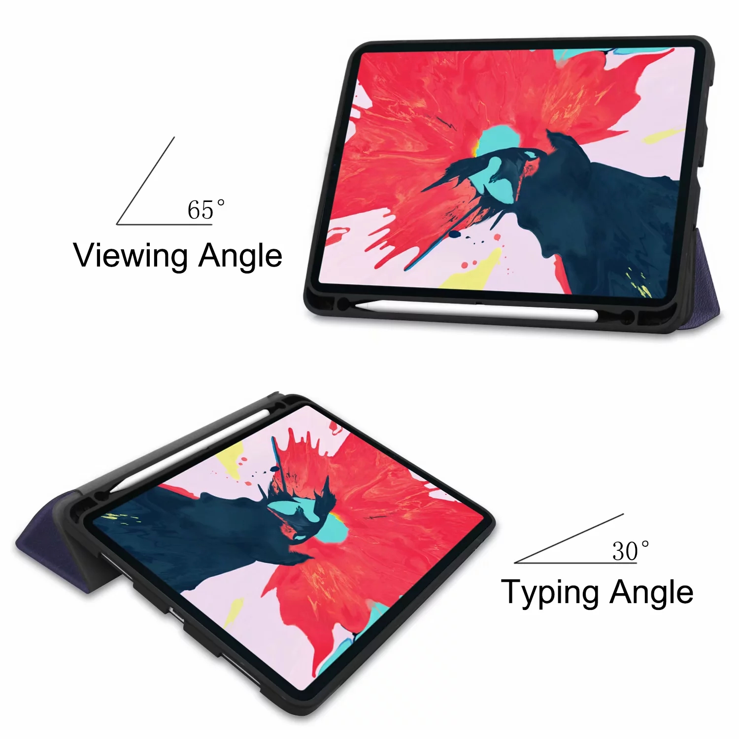 iPad Pro 11 Case 2020 Build in Pencil Holder, Allytech Slim Fit PU Leather Multi Angle Stand Auto Sleep Wake [Support Apple Pencil Charging] Protective Cover Case for Apple iPad Pro 11" 2020,Darkblue